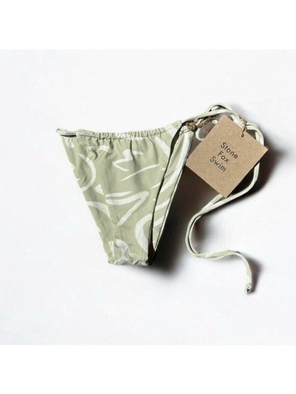 🌻NEW w.tags REVOLVE Stone Fox Swim River Aloe Lines Cheeky Bikini Size XS.